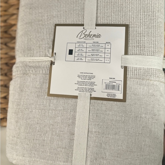 Bohemia Textured Tablecloth 60”x84” – Neutral Beige, Cotton Blend - Picture 5 of 10
